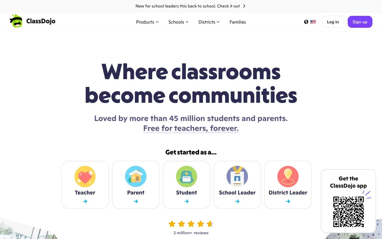 The ClassDojo homepage